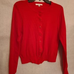CAbi Red XL Button Front Cardigan Red